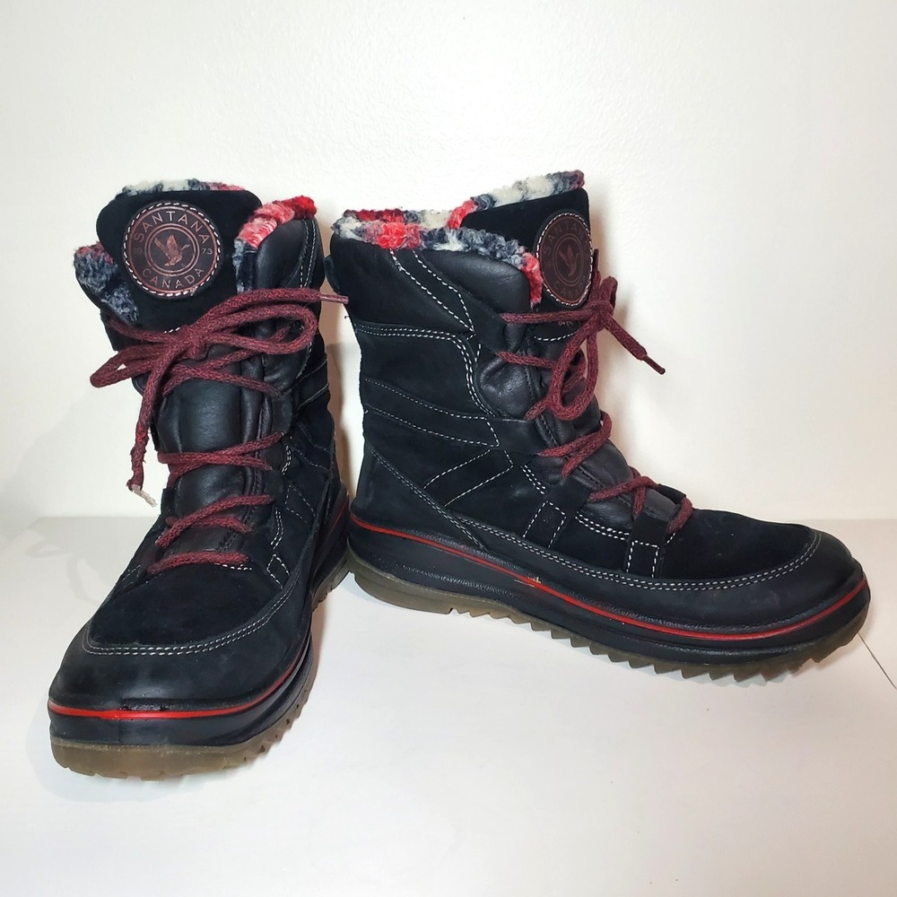 Santana Canada Women's Pike Short Pull On Boot Black Crazy Horse Suede Size 8.5
